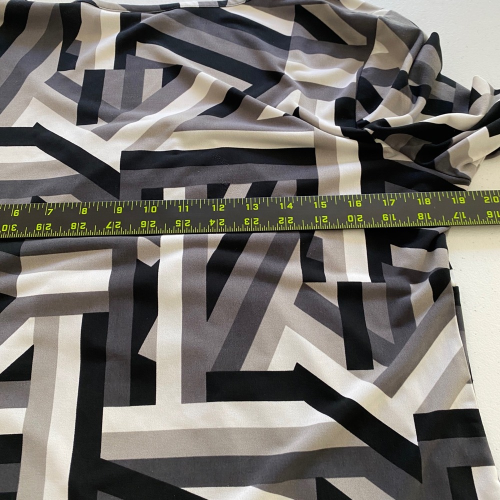 Worthington Y2k Mod Retro Geometric Top Women L Black Gray Long Sleeve Stretch - Picture 6 of 6